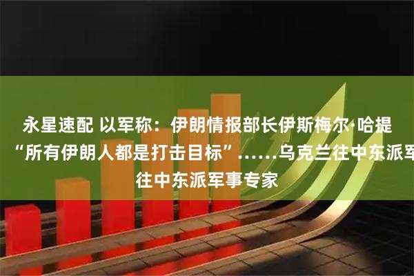永星速配 以军称：伊朗情报部长伊斯梅尔·哈提卜身亡，“所有伊朗人都是打击目标”……乌克兰往中东派军事专家